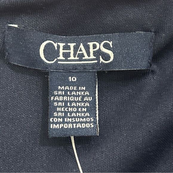 NWT Chaps Dress Women’s Size 10 Navy Chiffon Floral Bell Sleeve Vneck - Picture 9 of 11